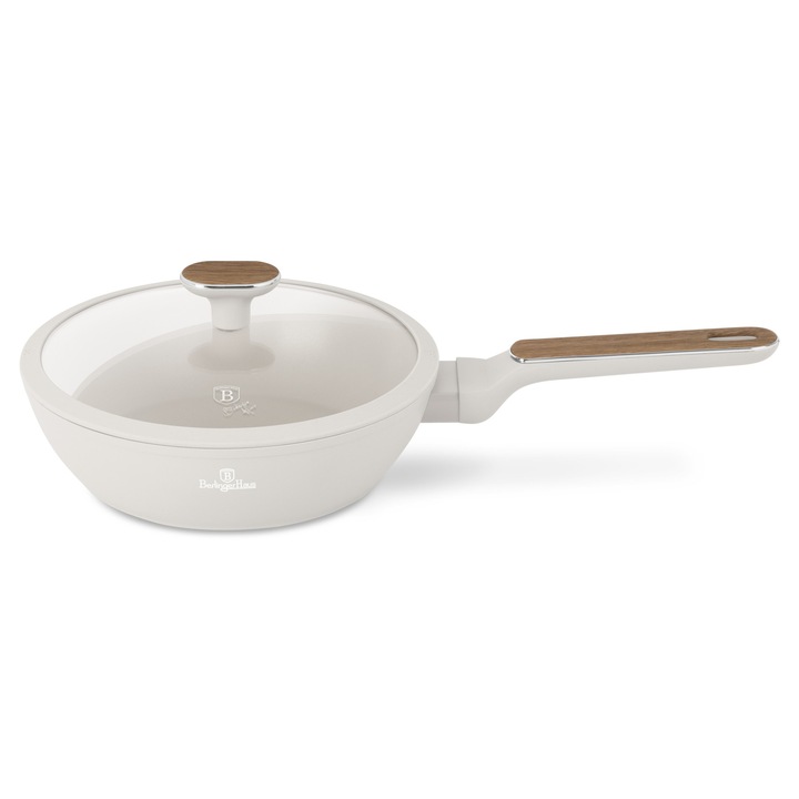 Mély serpenyő fedővel, 24 cm, Berlinger Haus, TitanPro tapadásmentes, matt fekete, 2,3L