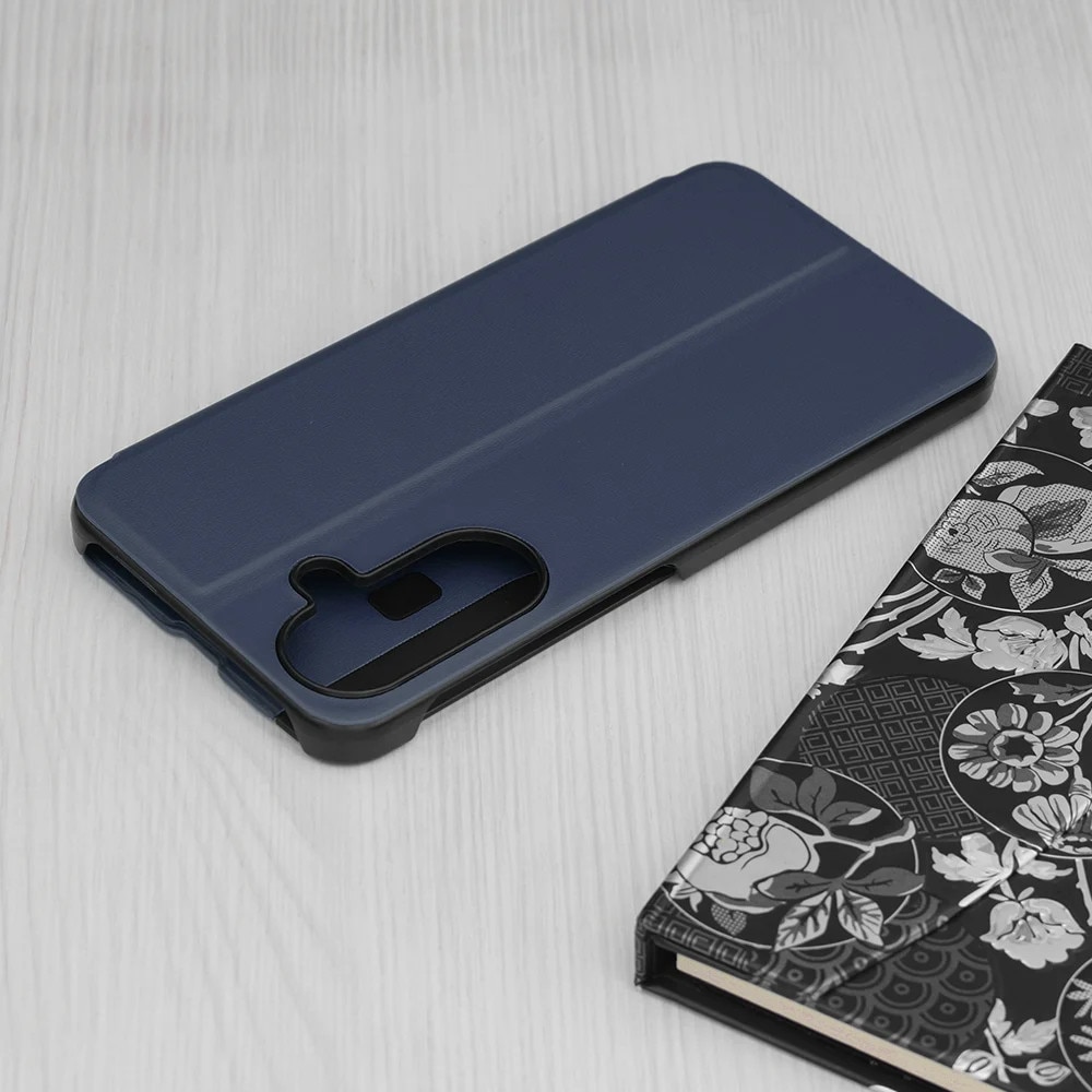 Husa pentru Samsung Galaxy A37 5G, SKYDDAR INNOVATION, eFold, tip carte, set cu sticker, Albastru