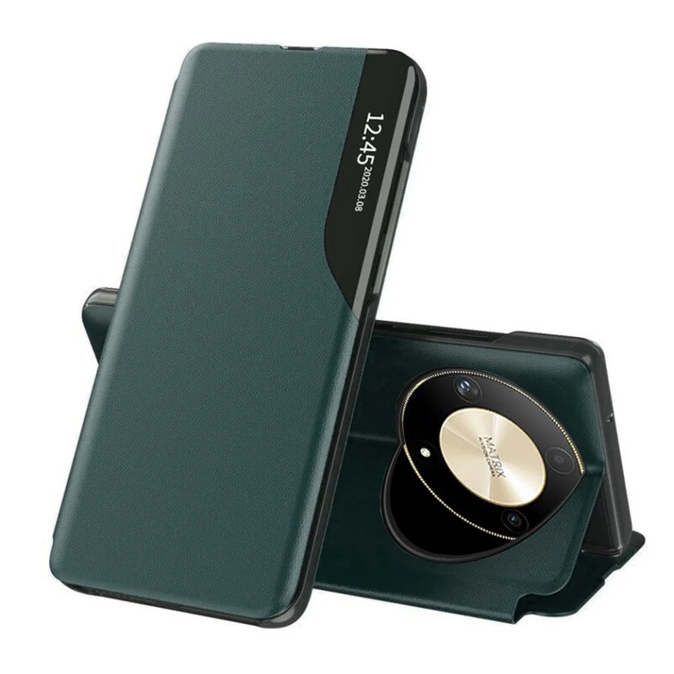 Husa pentru Honor Magic6 Lite, SKYDDAR INNOVATION, eFold, tip carte, set cu sticker, Verde