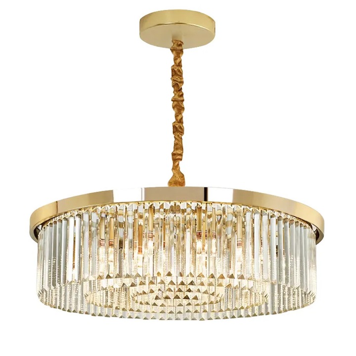 Lustra Toolight APP1531-8CPR, auriu, 8 puncte de lumina, reglare inaltime, 580x665mm