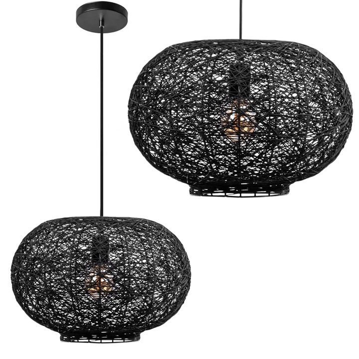 Lustră Toolight APP1321-1CP, neagră, 400x400x250mm, reglare înălțime