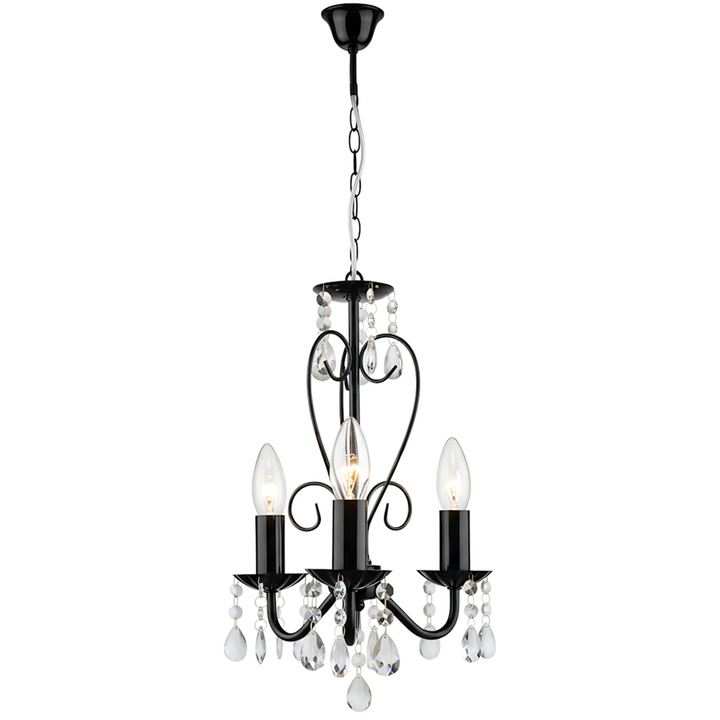 Lustră Toolight EBT013-3CP, neagră, 3 puncte de lumină, reglabilă, 1250x250x400mm