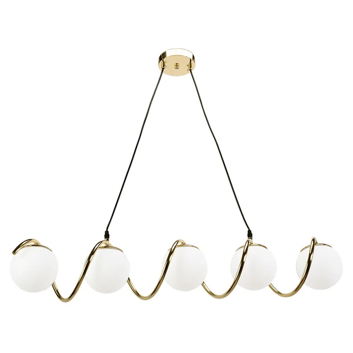 Висяща таванна лампа Toolight, APP1780-5CP, Бял, Златен, Четкано злато