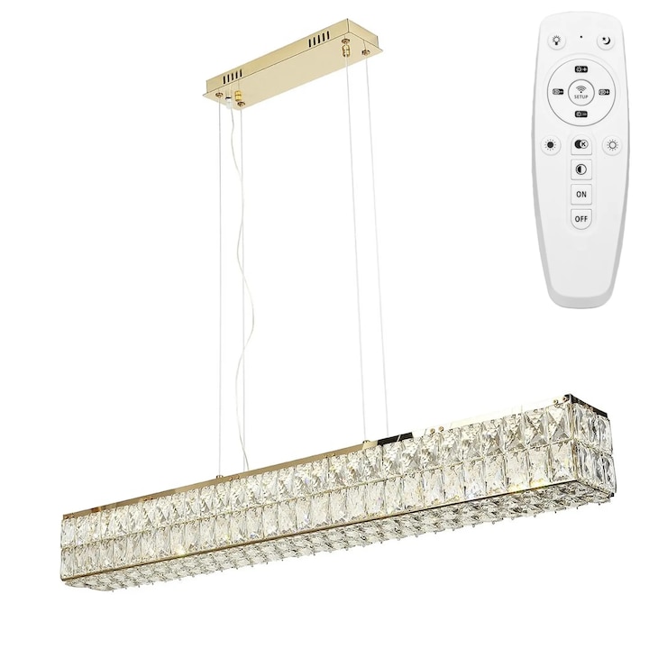 Lustra suspendată Toolight APP1566-CP, LED, auriu, 55W, 100x12x12cm, telecomandă inclusă
