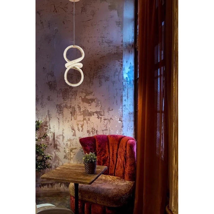 Lustra suspendata Toolight G070-CP, auriu, LED, 24W, reglabila, 1415x180x390mm