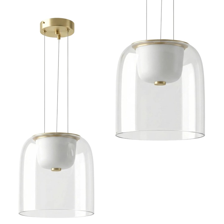 Lustra suspendata Toolight APP1689-1PC A, sticla transparenta, finisaj auriu, LED, 1050x160x180mm