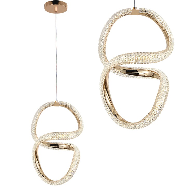 Lustra suspendată Toolight G069-CP, auriu, LED, reglare înălțime, 1255x240x330mm, 24W