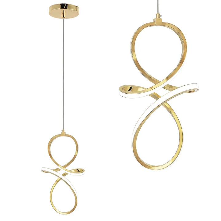 Lustra Toolight LHJ091-1CP, LED, auriu, 210x340mm, reglarea inaltimii