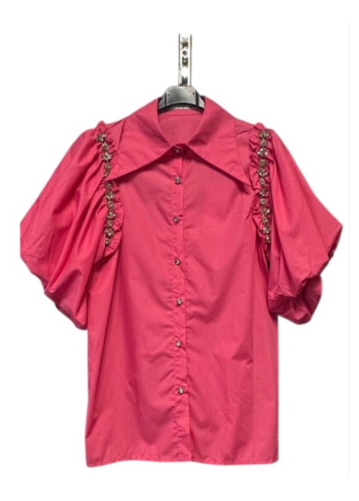 Női ing dekoratív kövekkel, M/L méret, fukszia színű