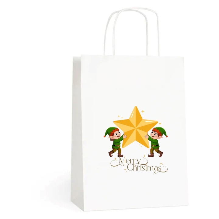 Set 10 pungi cadou tematica de Craciun, dimensiune18x9x25 cm