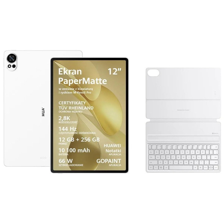 Tableta Huawei MatePad 12X 2025, Procesor Kirin T92B Octa-Core, Ecran LCD PaperMatte 12", 12GB RAM, 256GB Flash, Camera 50MP, Wi-Fi, Bluetooth, Harmony OS + Tastatura