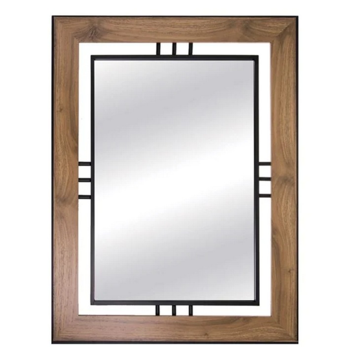 AB HOMES Fali Tükör Fém Kerettel, 60x80 cm – Modern és Elegáns Dekoráció Nappaliba, Előszobába vagy Hálószobába