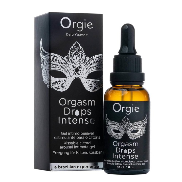 Gel intim stimulant Orgie Orgasm Drops Intense 30ml, gust de mar rosu, efect incalzitor, aplicare usoara