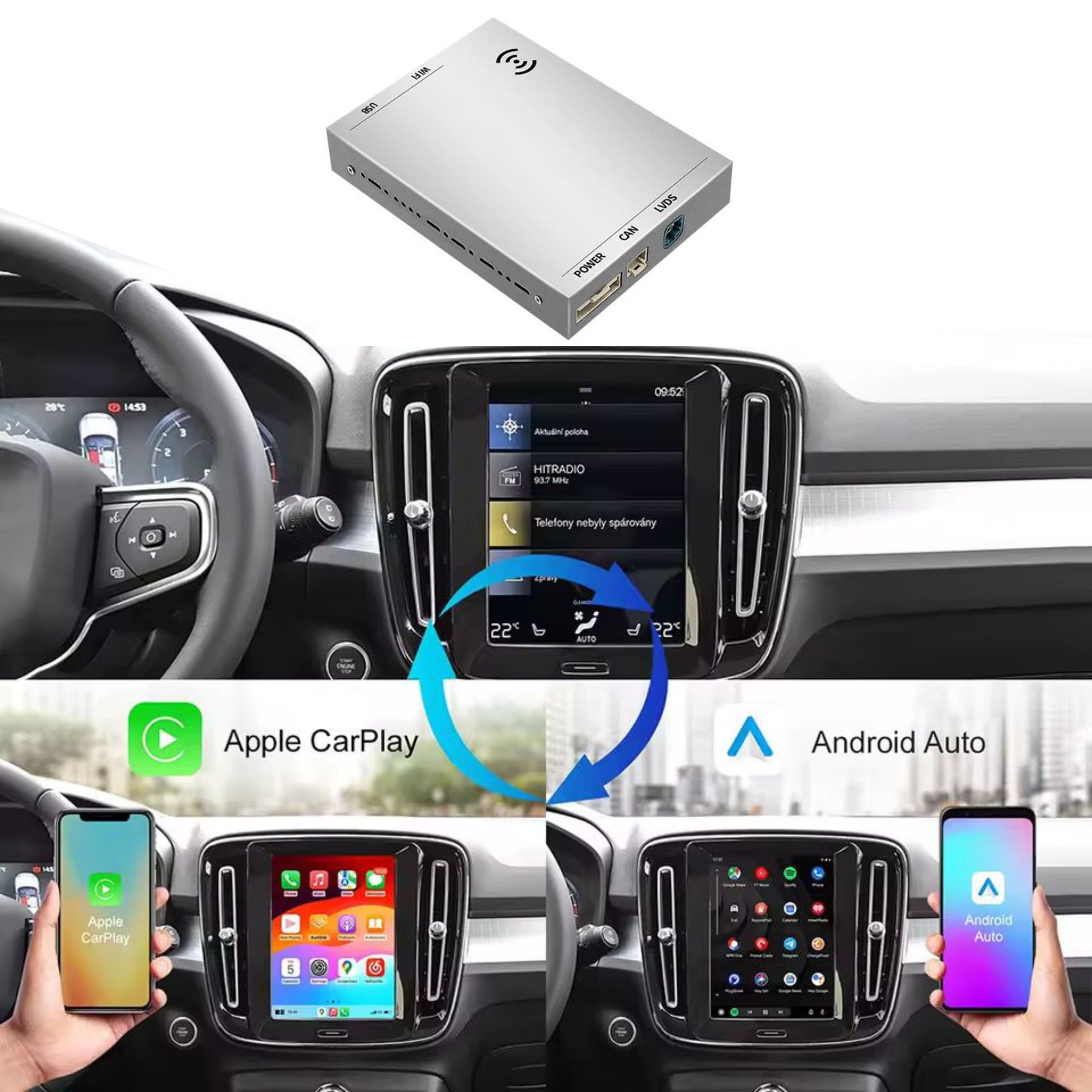 Modul Wireless CarPlay & Android Auto Volvo XC40, XC90, V60, XC60