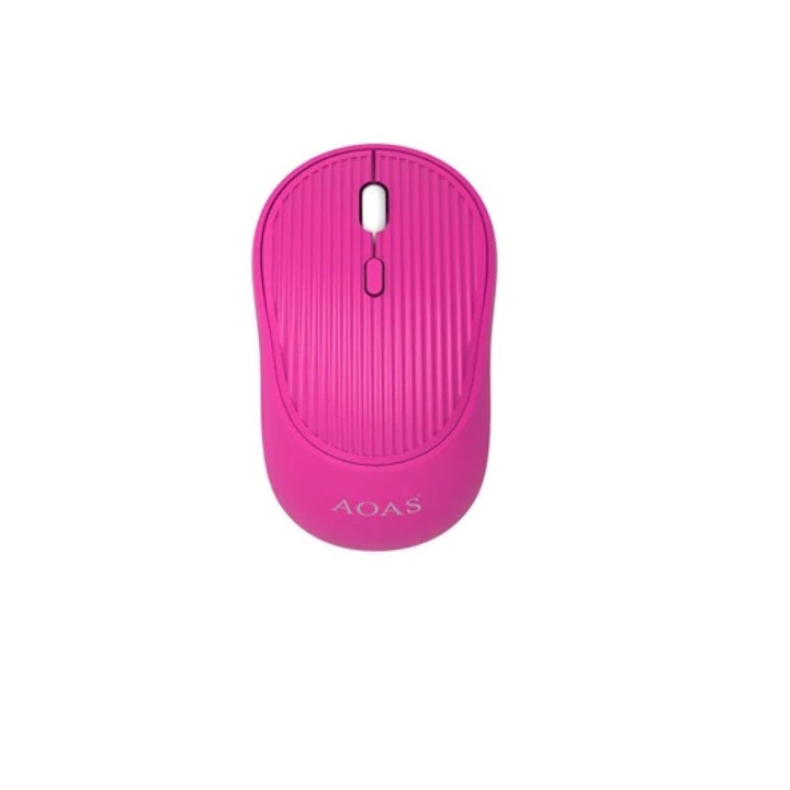 Mouse wireless AOAS B-1008, Dual Mode 2.4G + Bluetooth 5.2, silentios, roz