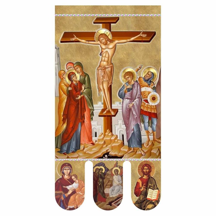 Icoana steag bisericesc, prapor liturgic 130 x 68 cm Rastignirea Domnului cu Invierea Domnului PRLI-RSIN-M