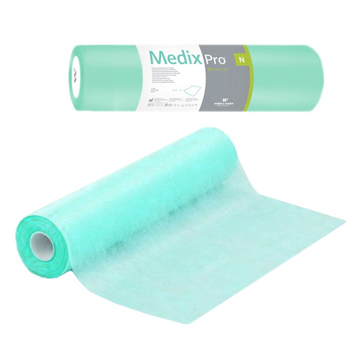Substrat igienic de unica folosinta pe rola MedixPro, 60cm x 50cm verde 20g set 100 bucati