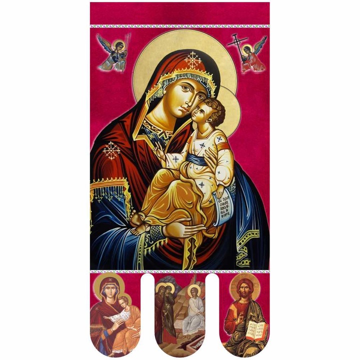 Icoana steag bisericesc, Maica Domnului, Invierea, prapor liturgic poliplan, 130x68cm