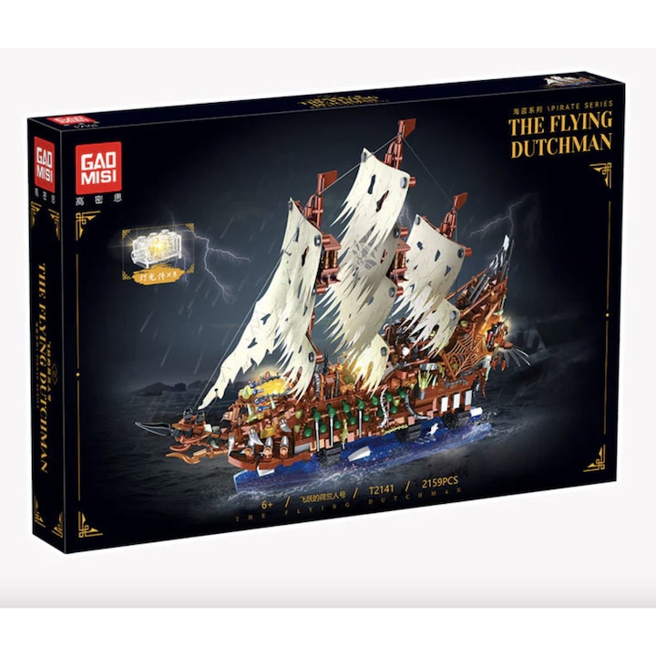 Szuper Építőkészlet A Repülő Hollandi – 2159 darab, világító téglák, Kalóz Sorozat