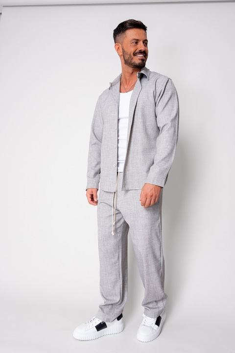 Set camasa cu nasturi si pantalon lung Light Grey 19602, Gri deschis