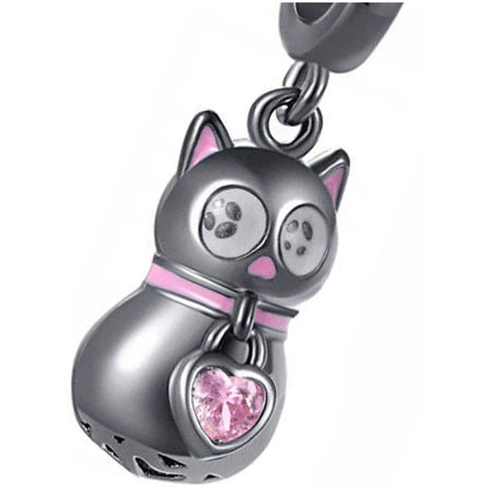 Pandantiv dama, Moda Trusky, pisica neagra, zirconiu, 2,2x0,7cm