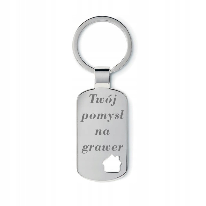 Breloc personalizat cu grawer, Trusky, 6,6x3cm, metal, usor, elegant