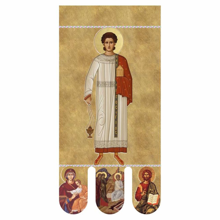 Icoana steag bisericesc, prapor liturgic 130 x 68 cm Sfantul Stefan cu Invierea Domnului PRLI-SFSIN-M