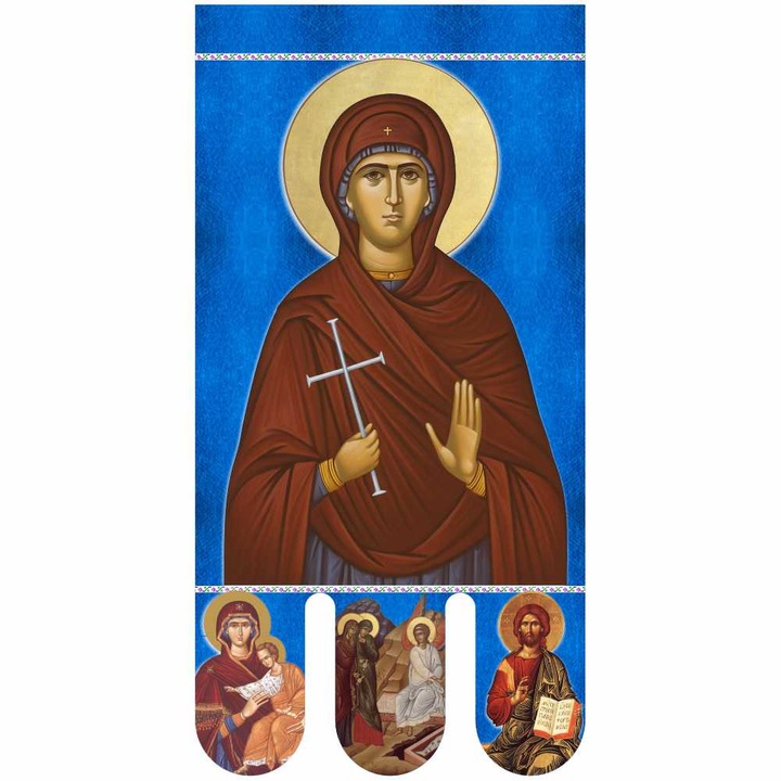 Icoana steag bisericesc, prapor liturgic 130 x 68 cm Sfanta Filoftea cu Invierea Domnului PRLI-SFFIN-A