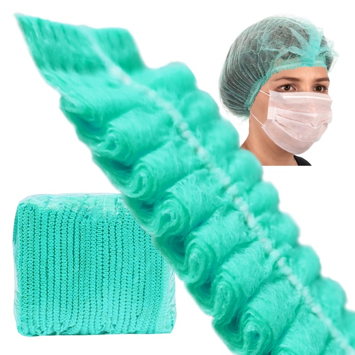 Zöld eldobható nem szőtt hajháló 12g 100db