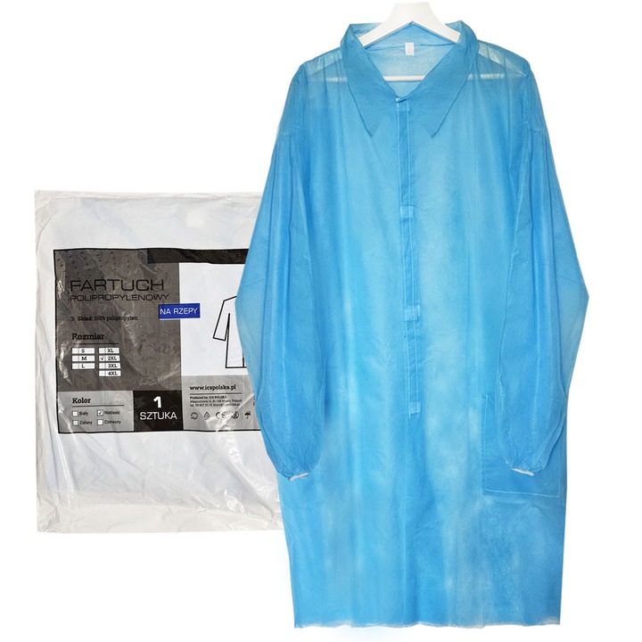 Halat de protectie ICS, albastru, cu inchidere velcro, 1 buc., 3XL