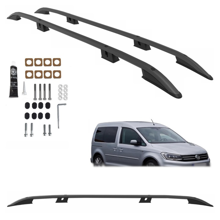 Alumínium keresztrudak Can Volkswagen Caddy Maxi 2003-2020, 212x48cm, teherbírás 75kg, fekete
