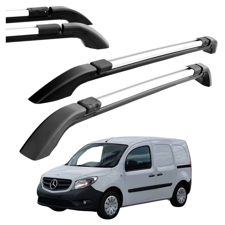 Relingi transversale Can pentru Mercedes Citan 2012-2019 si Renault Kangoo 2017-2019, 159cm, negre, capacitate 75kg, set