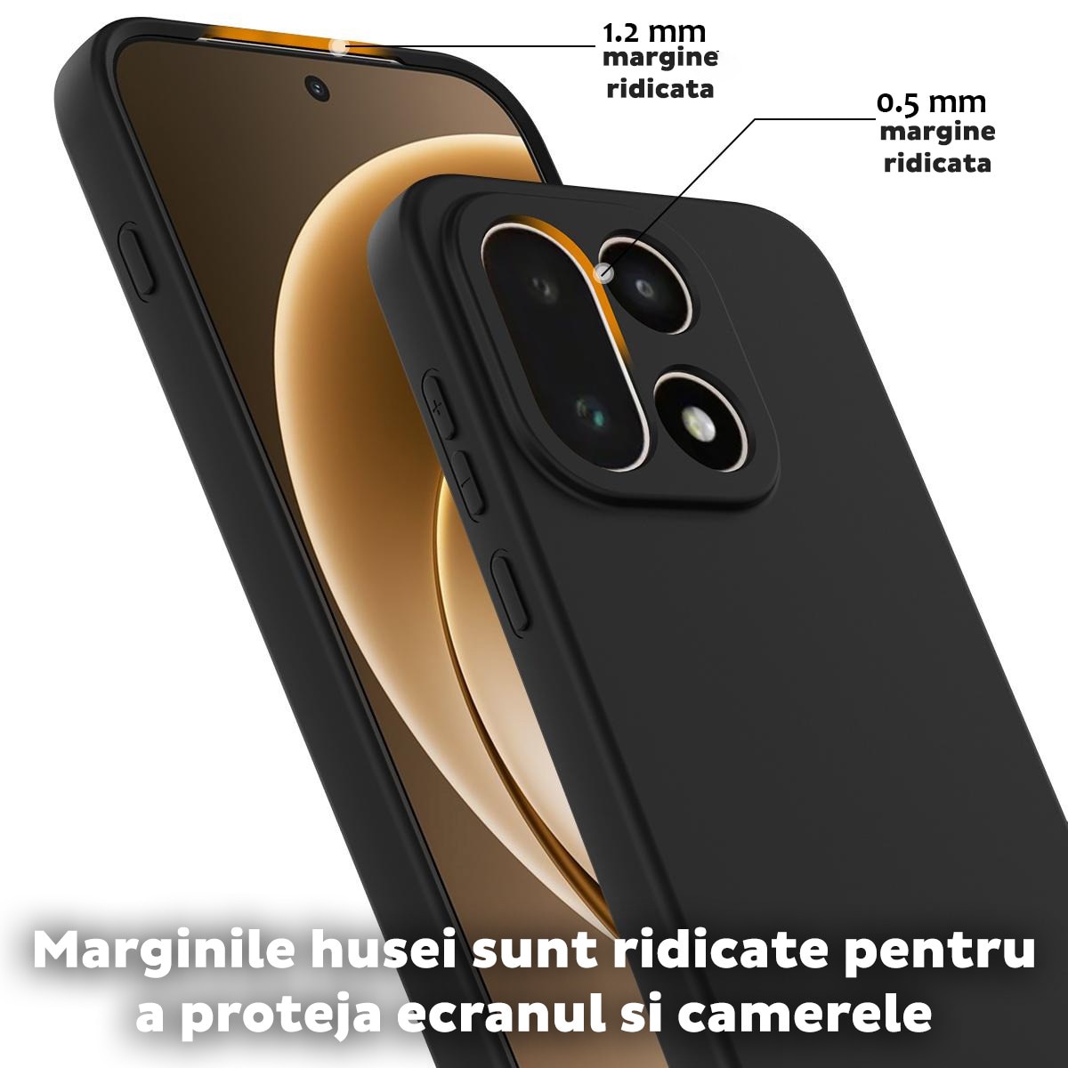 Husa pentru OnePlus 15 Daden® Silicon SoftFlex, Ultra Slim, Protectie sporita, Interior de microfibra, Negru