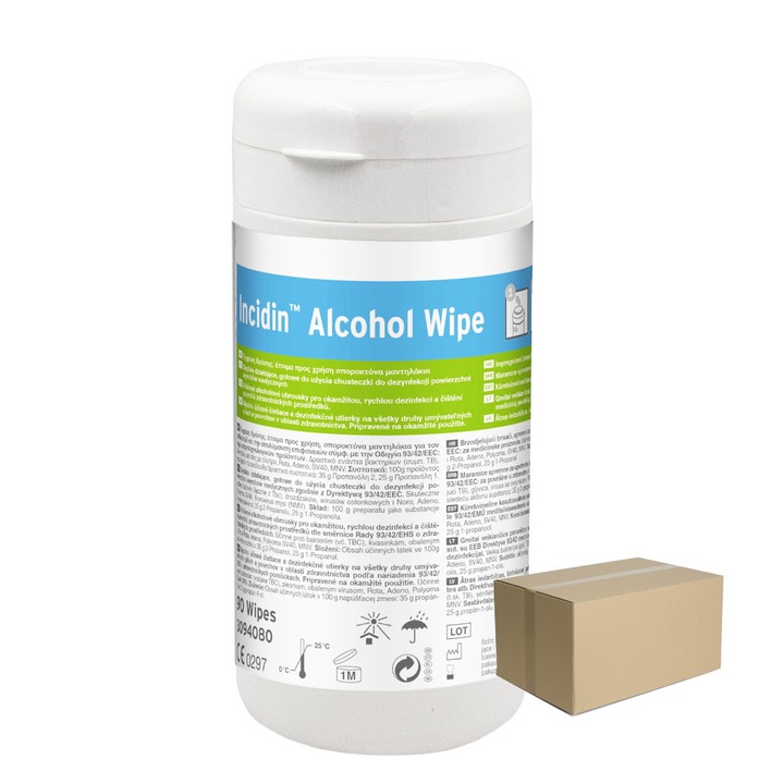 Servetele umede antibacteriene Ecolab Incidin Alcohol Wipe, 90 bucati, pentru dezinfectia suprafetelor