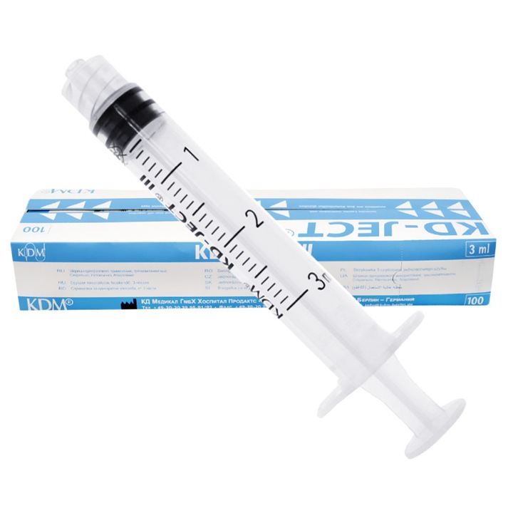 Seringa 3ml Luer Lock 3 piese KDM set 100 bucati