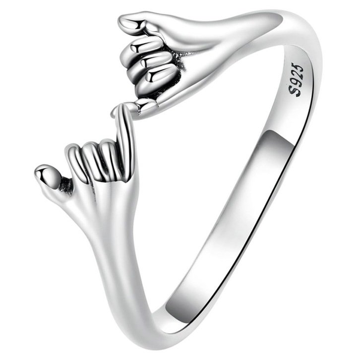 Inel reglabil din argint 925, Trusky, 5.62mm, design maini