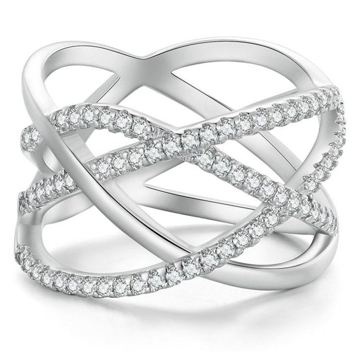 Inel din argint Trusky, marimea 17, cu zirconii albe