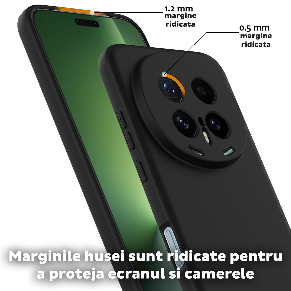 Husa pentru Honor Magic 8 Pro Daden® Silicon SoftFlex, Ultra Slim, Protectie sporita, Interior de microfibra, Negru