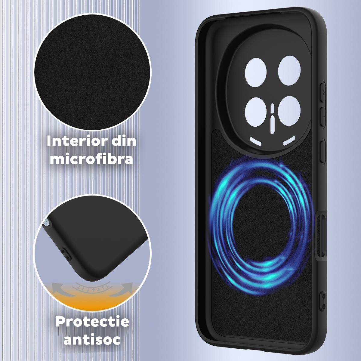 Husa pentru Honor Magic 8 Pro Daden® Silicon SoftFlex, Ultra Slim, Protectie sporita, Interior de microfibra, Negru