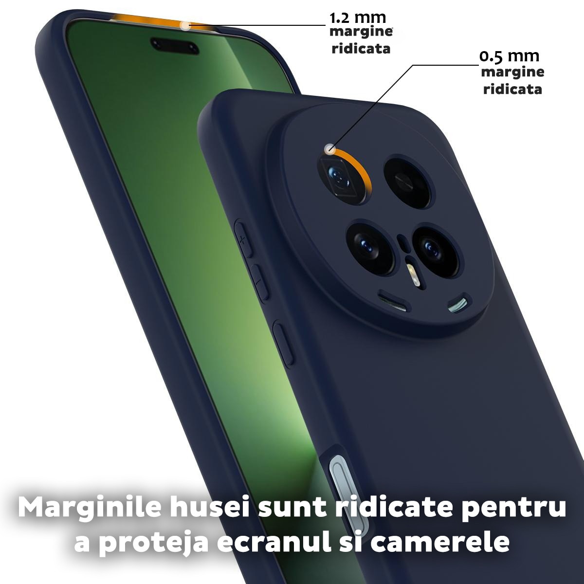 Husa pentru Honor Magic 8 Pro Daden® Silicon SoftFlex, Ultra Slim, Protectie sporita, Interior de microfibra, Albastru