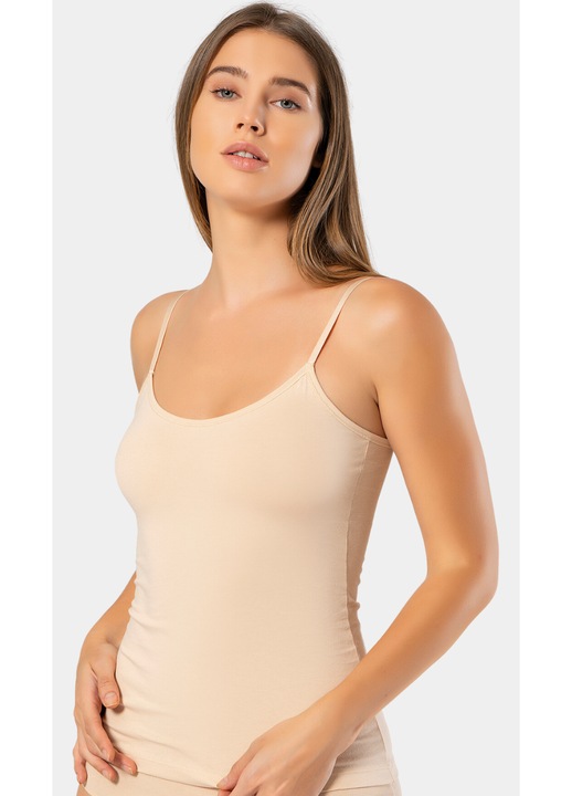 Maiou dama M970, Turen, Bumbac elastic, Bretele inguste ajustabile, Bej