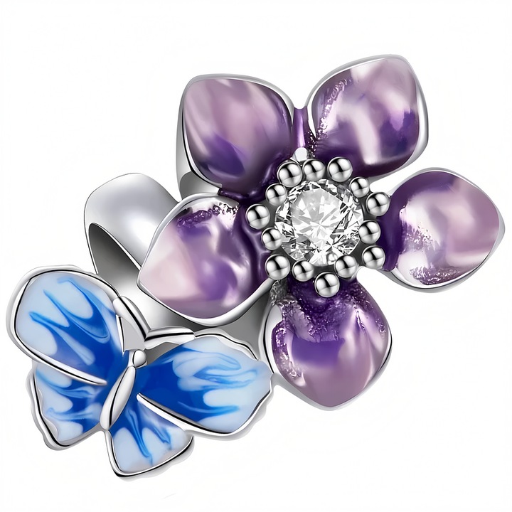 Charm, Argint 925, 9x13,75mm, mov cu albastru