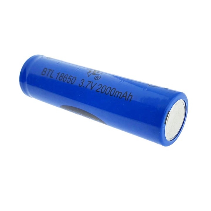 Baterie 18650, 2000mAh, 3.7V, Cap Plat (Flat Top), pentru Pachete de Baterii, Echipamente DIY si Aplicatii cu Curent Mediu