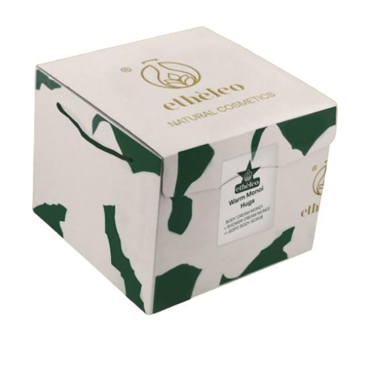 Set cadou ETHELEO Monoi - Crema hidratanta 250ml, Gel de dus 250ml, Scrub natural 300gr