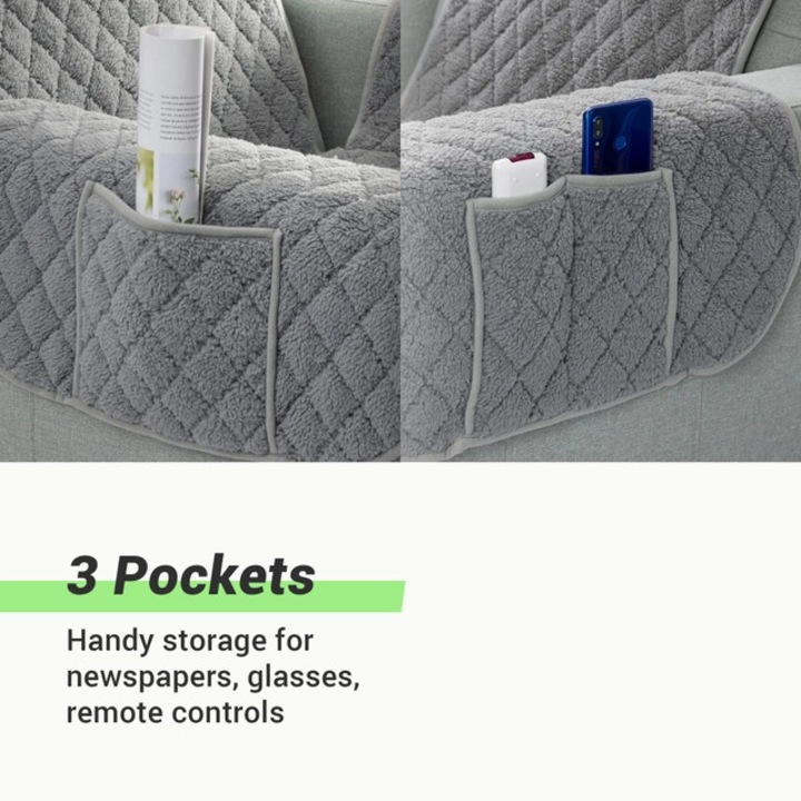 Husa reversibila pentru fotoliu, cu protectie cotiere, moale, lavabila