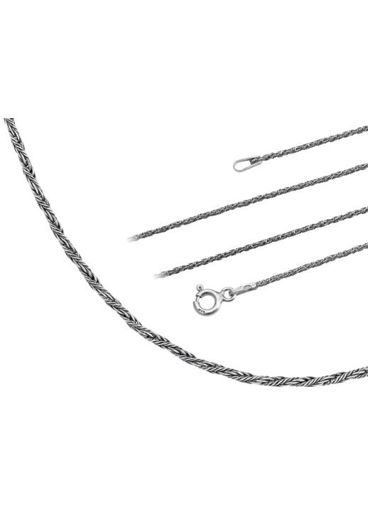 Lantisor lung din argint oxidat Siju, 1.1mm, 70cm, coada de vulpe