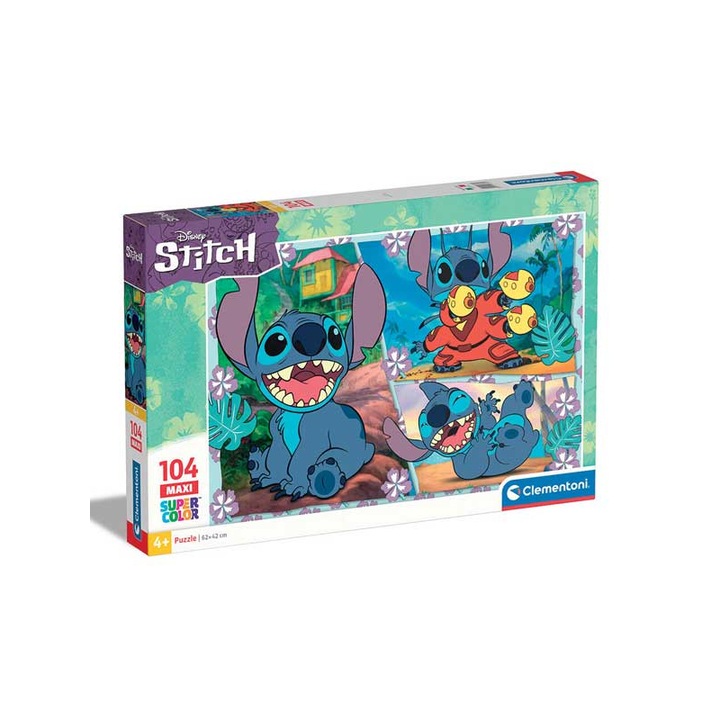 Puzzle Clementoni Maxi Super Color Stitch, 104 piese, 62x42cm, colorat