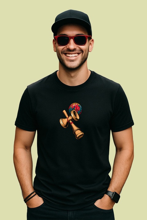 Tricou Barbat dinamica cu efect de miscare stil graffiti v18, Negru