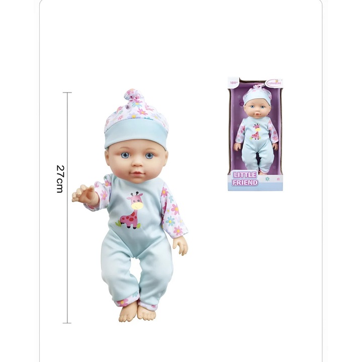 Papusa Bebe 27 cm „Little Friend” – Papusa Realista cu Hainute Colorate, Jucarie pentru Fetite 18+ luni
