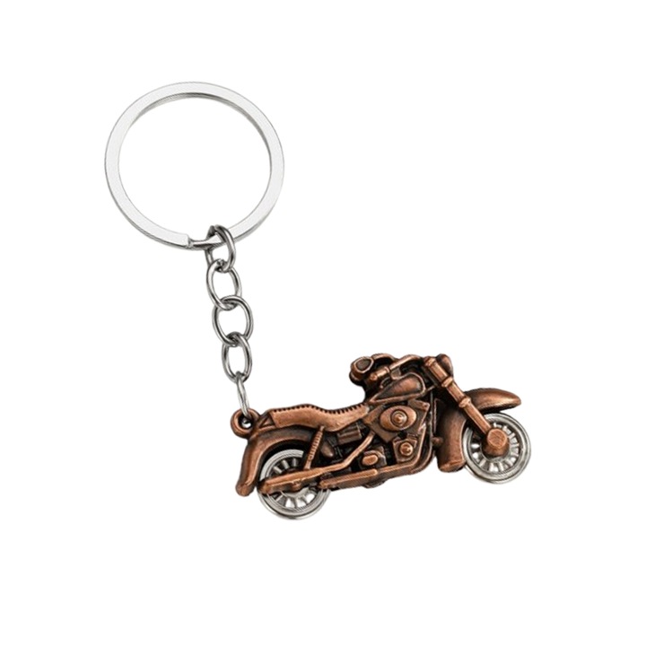 Breloc Pandantiv Model Motocicleta, Miniatura, din Aliaj Metalic, Rosu antic